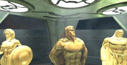 daily-superheroes:  It bothers me a little there are these huge statues of the Trinity in the Watchtowerhttp://daily-superheroes.tumblr.com/