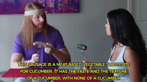 nucleic-asshole:  sizvideos:  If meat eaters acted like vegans - Watch the full video   I hate clickbait like this but this is pretty much true