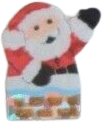 sticker of santa poking out from the top of a chimney flue and waving.