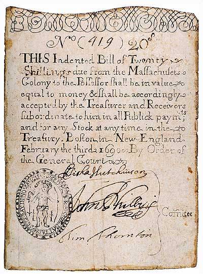 On this day in History, February 3rd, 1690The Massachusetts Bay Colony issues a bill of credit to co