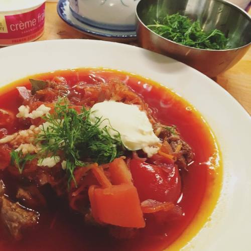 Borscht and vodka kind of evening. #borscht #comfortfood #homemade #homecooking #russiancooking #win