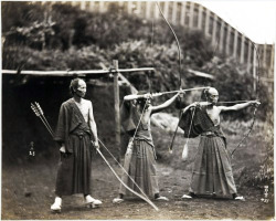 thekimonogallery: Three archers, Japan, ca.1860-1900