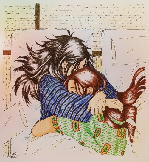 Hashirama and Madara, finally getting the cuddles they deserve. (couldn’t decide whether morning or 