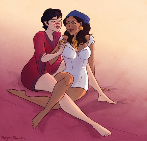 tenniles:morganshandro:  Hawke and Isabela enjoying some downtime. My part of a Dragon Age art trade