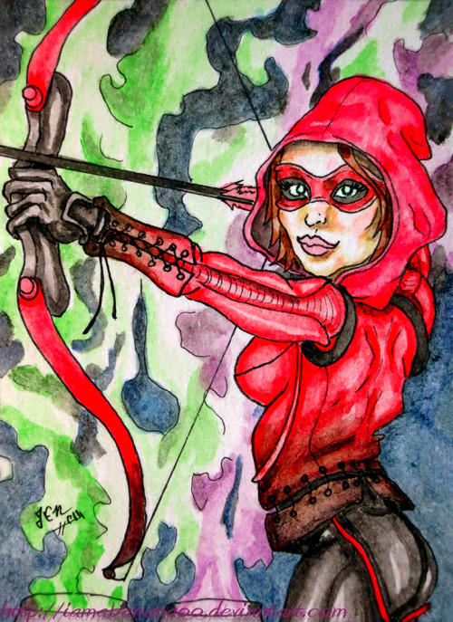 ATC - Speedy A commission I received for a sketch card of Speedy from Arrow. Her costume was fun to do with the colour fade.
Finished in October of 2019
Medium: Watercolours, Gouache, & Ink on 2.5"x3.5" Card