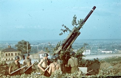 perspectivemax: history-museum: Shredded 2nd Hungarian Army gun crew serving their Bofors 8-cm 29M a