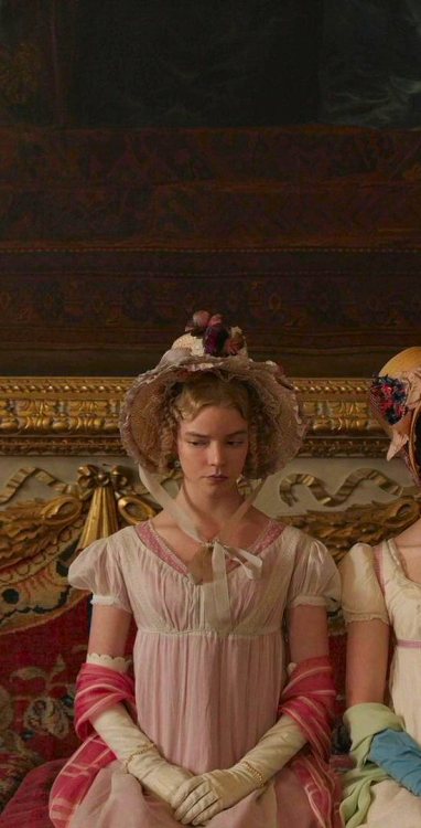 costumeloverz71: Emma Woodhouse (Anya Taylor Joy) Pink dress & scarf.. Emma (2020). Costume by A