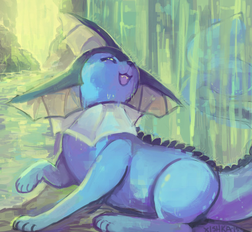 xishka:fdsafd I want to draw all the eeveelutions w/ bgs for practiceVaporeon! Waterfalls are fun to