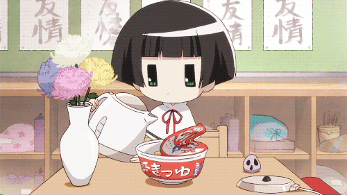 r0llcake:  Kohina eating cup noodles in class (￣▽￣   ) 
