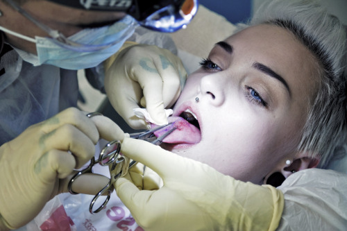 ladyvladislava:  my tongue split in pics. the happiest day in my life so far, the relief was out of this world. peformed by chai @ calm bodymodification in stockholm! 