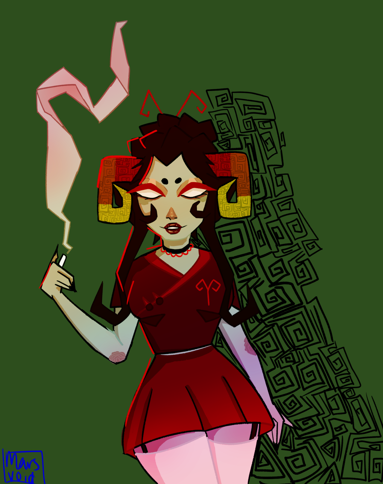 marsvoid:
“im wearin a red shirt today and it made me think ‘hm i should finish that damara drawing’, so i did.
”