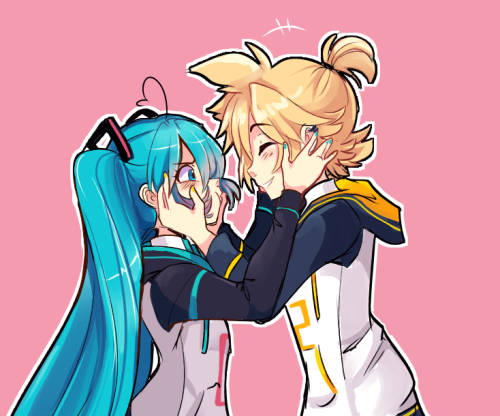 A silly Mikulen I doodled~ This is probably my favorite piece I’ve done with them~ 