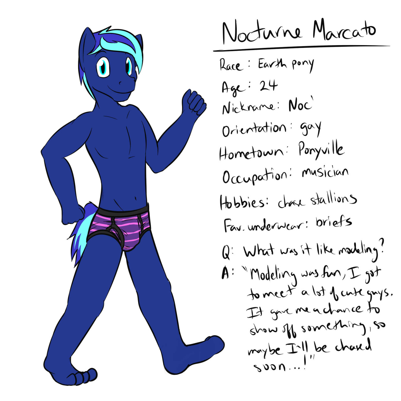 Meet the model from last night, Nocturne, a rather upbeat pony.