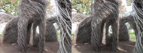 “Stickwork” art by Patrick Dougherty at Wilson CollegeCross your eyes a little to see th