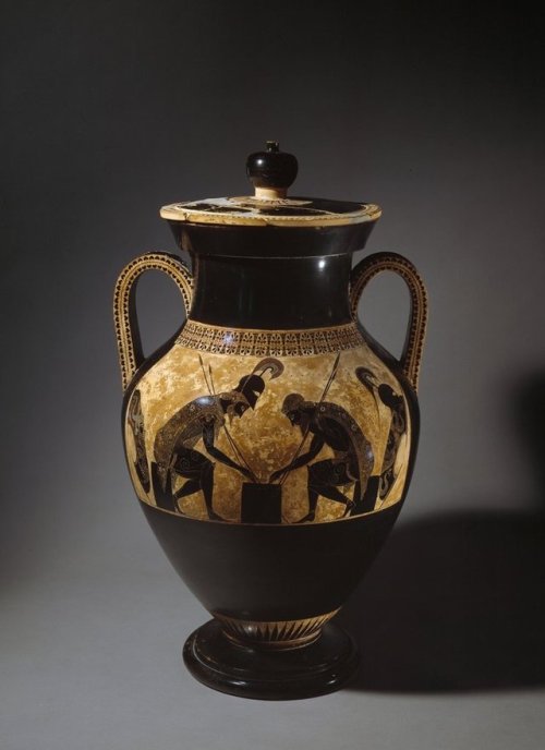 hadrian6:Etruscan vase depicting Achilles and Ajax playing dice.   6th.century BC. Attic Black Figur