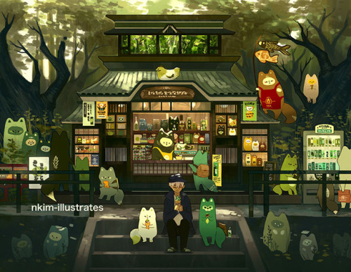 nkim-illustrates: Matcha Fox - Snack Stop