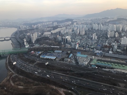 Seoul, South Korea from atop the Hanwha 63 Square in Yeouido