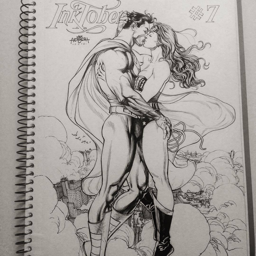 hellyeahsupermanandwonderwoman:  Superman/Wonder Woman by the talented Jack Herbert!