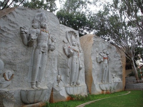 Brahma, Vishnu and Shiva, Ragigudda Sri Prasanna Anjaneyaswamy Temple, Jayanagar, Bangalore Karnatak