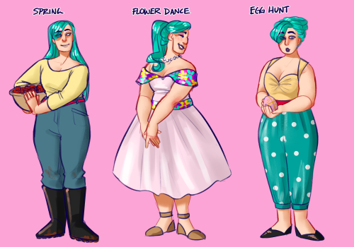 labelspoon:farmer simone has a full wardrobe!!! three of my greatest loves in one place: 1) stardew 