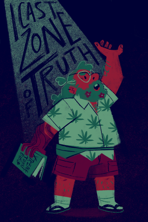 keplercryptids:mayorofdunktown:merle in 78 [image description: a red-and-green toned drawing of Merl