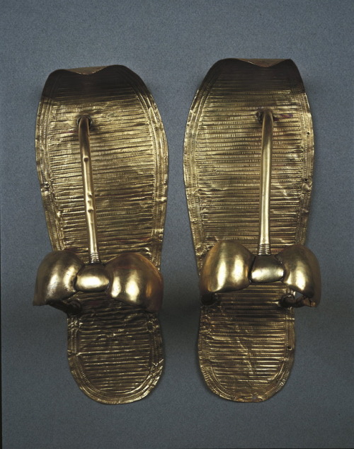 Golden Sandals of TutankhamunThe last stage of the embalming was the bandaging. Each finger and toe 