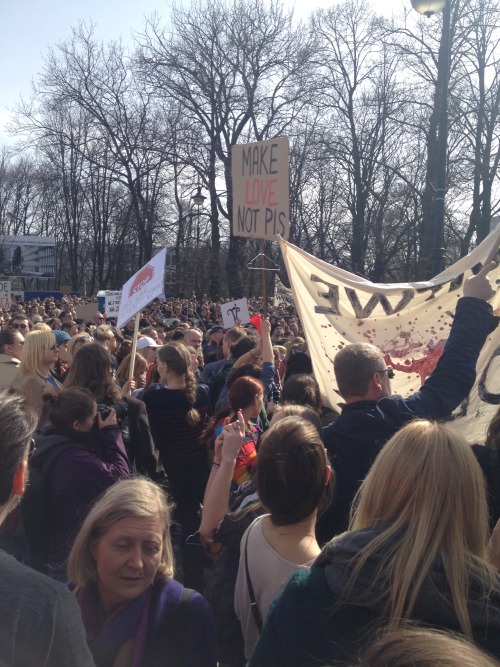 iblamenikilauda: Polish men and women gathered today in front of the parliament. We protested agains