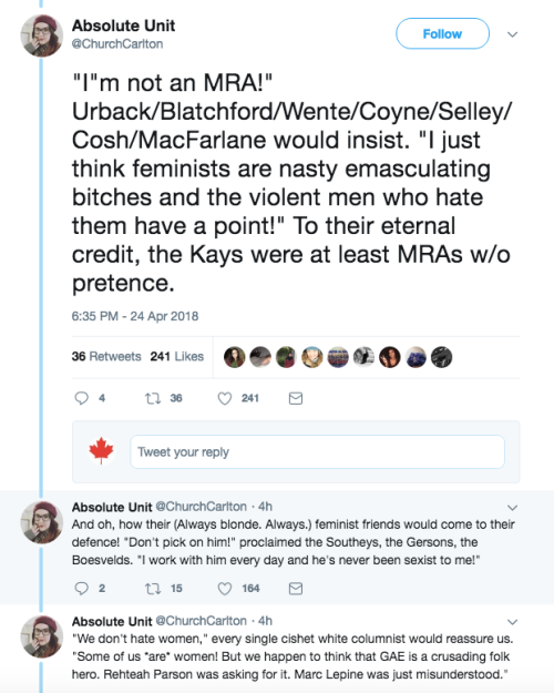 allthecanadianpolitics:Thread about incels/MRA culture in Canadian media as it relates to the Toront
