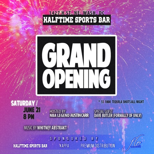 i’m spinnin’ at the OFFICIAL GRAND OPENING of HALFTIME SPORTS BAR on H St, SATURDAY JUNE 21st.
Come through, grab a drink, and kick it.