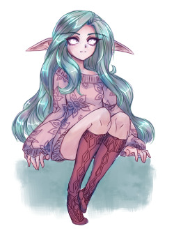 pinxiedust:  Cute Kissy in a cute sweater/leggies combo &lt;3 Completed during the stream on 12/4/15 
