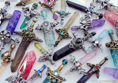 notfunnymistahj: ideationox: Original Crystal Sword jewelry designs by © IdeationoxJa