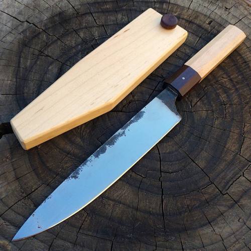 nother shot of this beast with his saya, maple, rosewood, titanium and 5160, ready to do work #knife