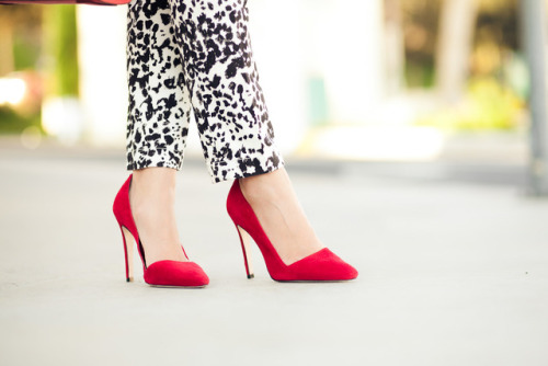 Weekend Leopard :: Snowcat print &amp; Golden poppy stiletto heel, pointed toe, d'Orsay, pumps f