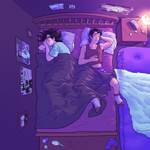 pancakemolybdenum:  @josuyasuweek2023 day 1: hair / sleepover / comfortyoure right okuyasu, air mattresses suck to sleep on