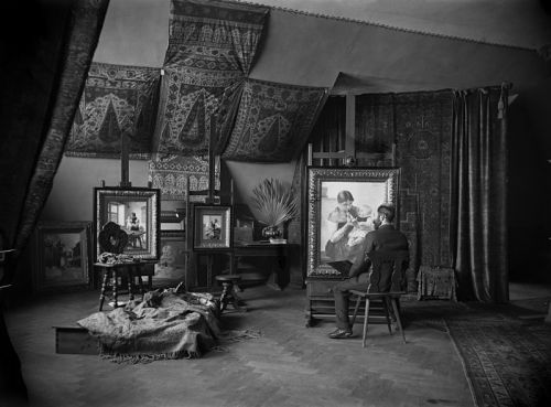 walzerjahrhundert: Carl Teufel, Georgios Jakobides in his studio in Munich, 1883