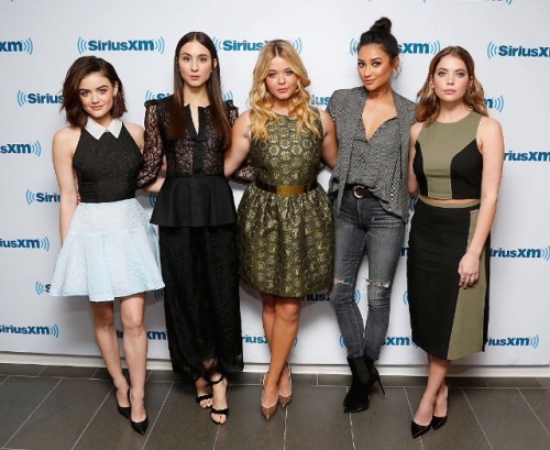 pllcandids:  Lucy, Troian, Sasha, Shay, and Ashley at SiriusXM Studios on January 11, 2016 in New York City. 