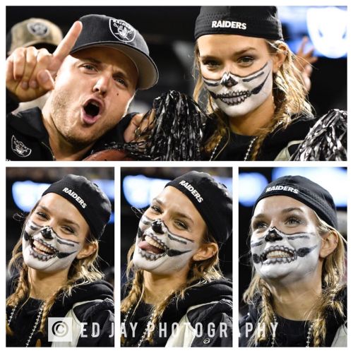 Josephine Skriver &amp; Alexander DeLeon photographed by Ed Jay at a Raiders game in 2019.