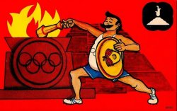 cazadordementes:    Tarjetas Postales de la Olimpiada de México 68. EMAUS, (Colección de Juan Antonio Siller 1968).   Estas mostraban la creatividad e ingenio mexicano en ocasiones reforzaban los estereotipos , pero otras eran verdaderamente divertidas