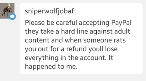 @sniperwolfjobaf  Oh. I’m not selling anything on paypal. This is just gonna be donations.