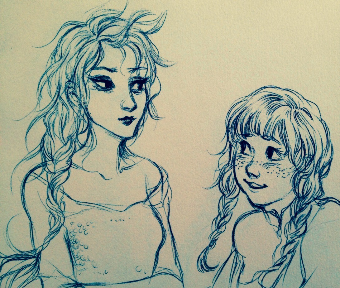 fairymascot:  bevsi:  Frozen sketches  those are the best face headcanons oh my goooood
