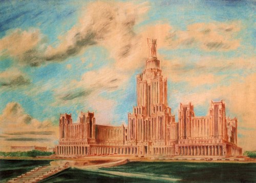 russian-style: Projects of famous”Seven Sisters” - skyscrapers in Moscow, built in Stali