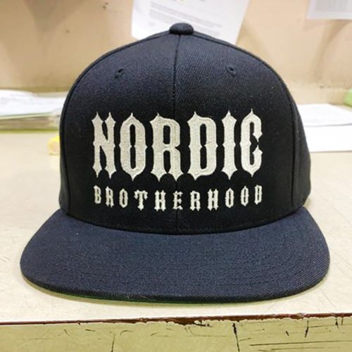 The official Nordic Brotherhood embroidered snapback cap. Tap the product code on the photo to order