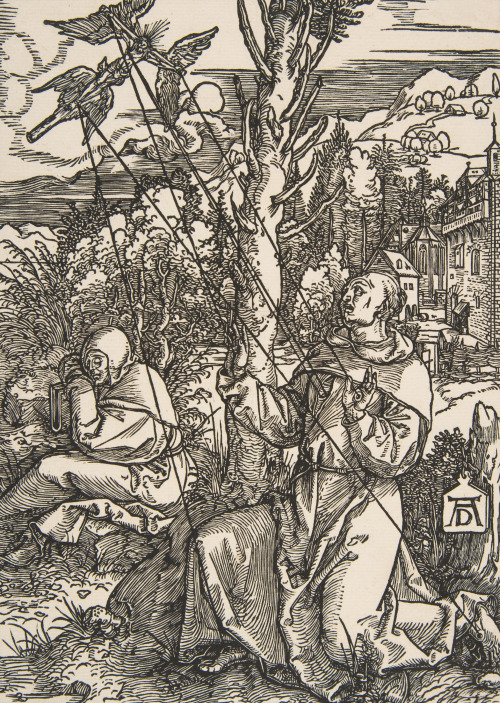 deathandmysticism:Albrecht Dürer, St. Francis receiving the Stigmata, late 15th century or early 16t