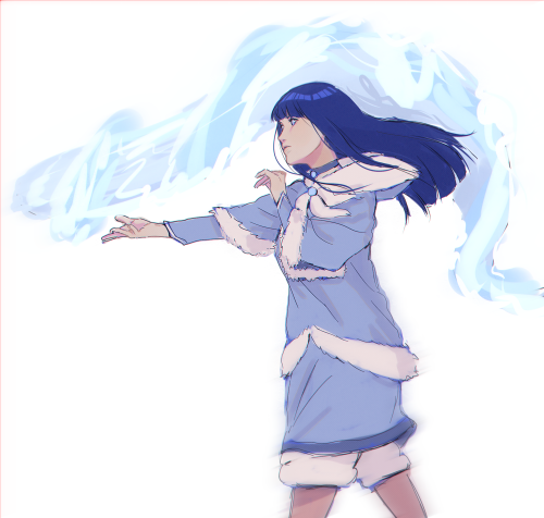 perlmuttt: Old sketch of Hinata as a waterbender for The Last Airbender AU