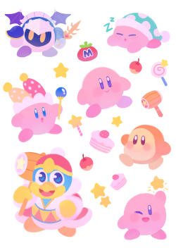 ieafy:  New sheet of Kirby stickers! They’re available here! ♥ ♥ ♥ 