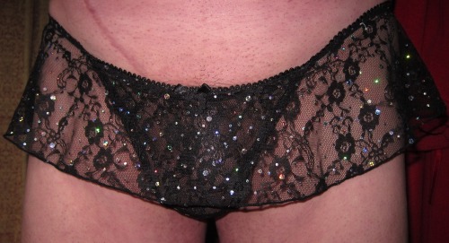 Porn Pics Black lace skirt thong, one of my all time