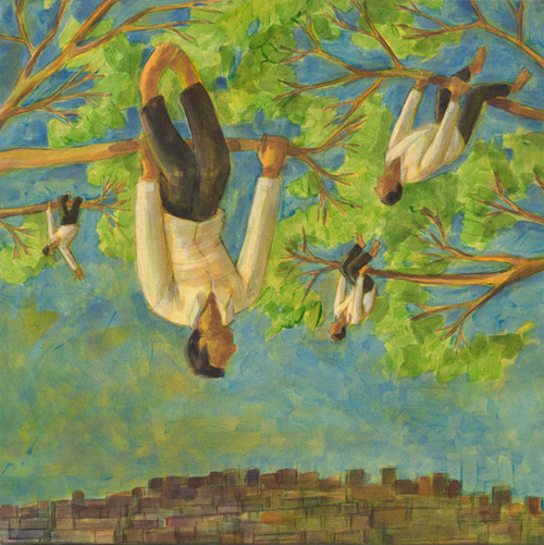 Sloths  -  Luz Letts, 2015Peruvian, b. 1961 - Acrylic on canvas,  215 x 213 cm.