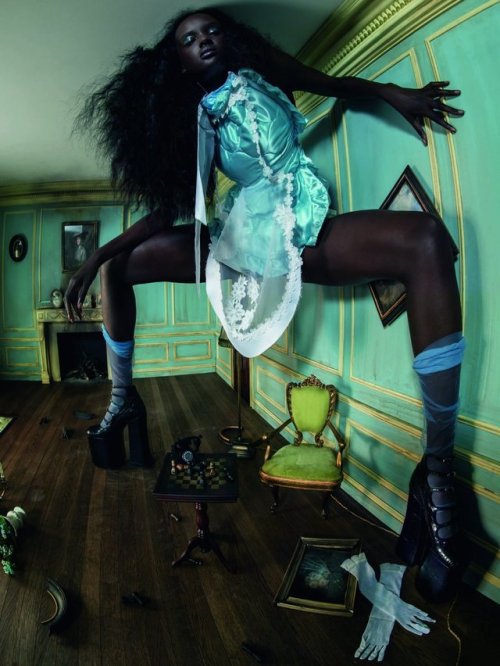 thepowerofblackwomen: This all-Black Alice-in-Wonderland themed 2018 Pirelli calendar though.  Lupita Nyong’o as The Dormouse Duckie Thot as Alice Naomi Campbell and Sean ‘Diddy’ Combs as The Beheader RuPaul and Djimon Hounsou as The Queen and King