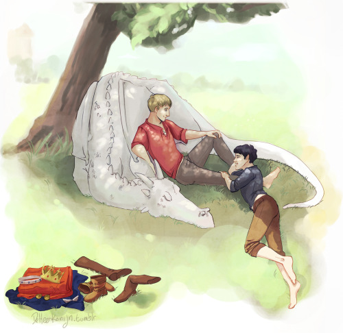 deheerkonijn: My first entry to Merlin Art Fest! The king and his consort sneak away from their