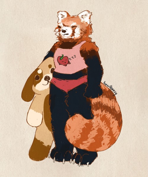 howlberry:Cutegirltober (/November) Day 9 - PJ / lingerie sleepy red panda